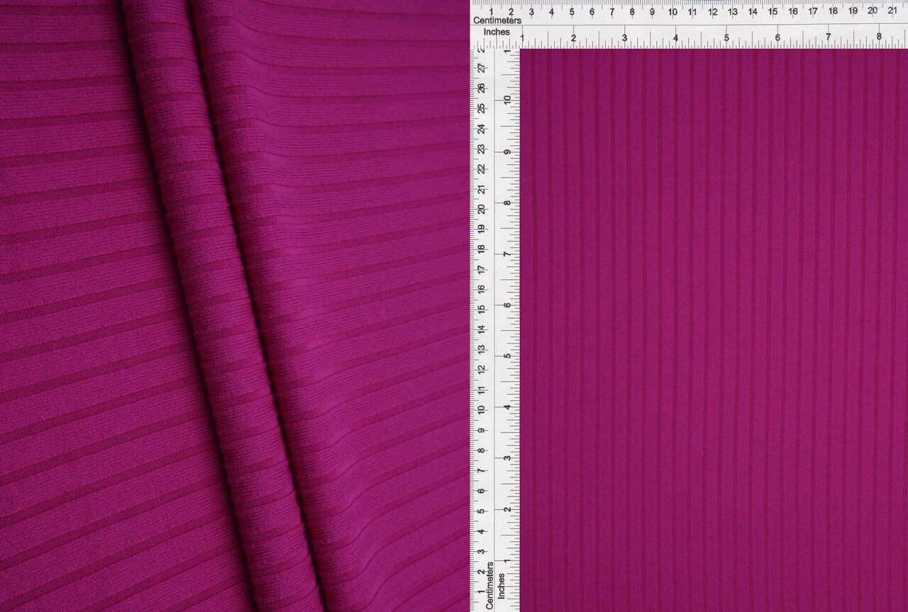1 Yard Stretchy 8x3 Ribbed Knit Fabric Solid Color Polyester Spandex